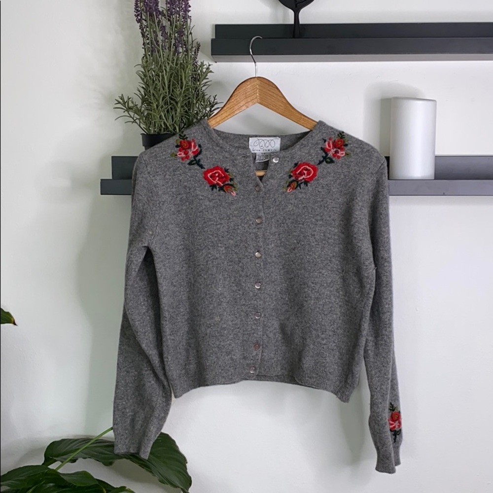 Free People 100% Lambs Wool Embroidered Sweater